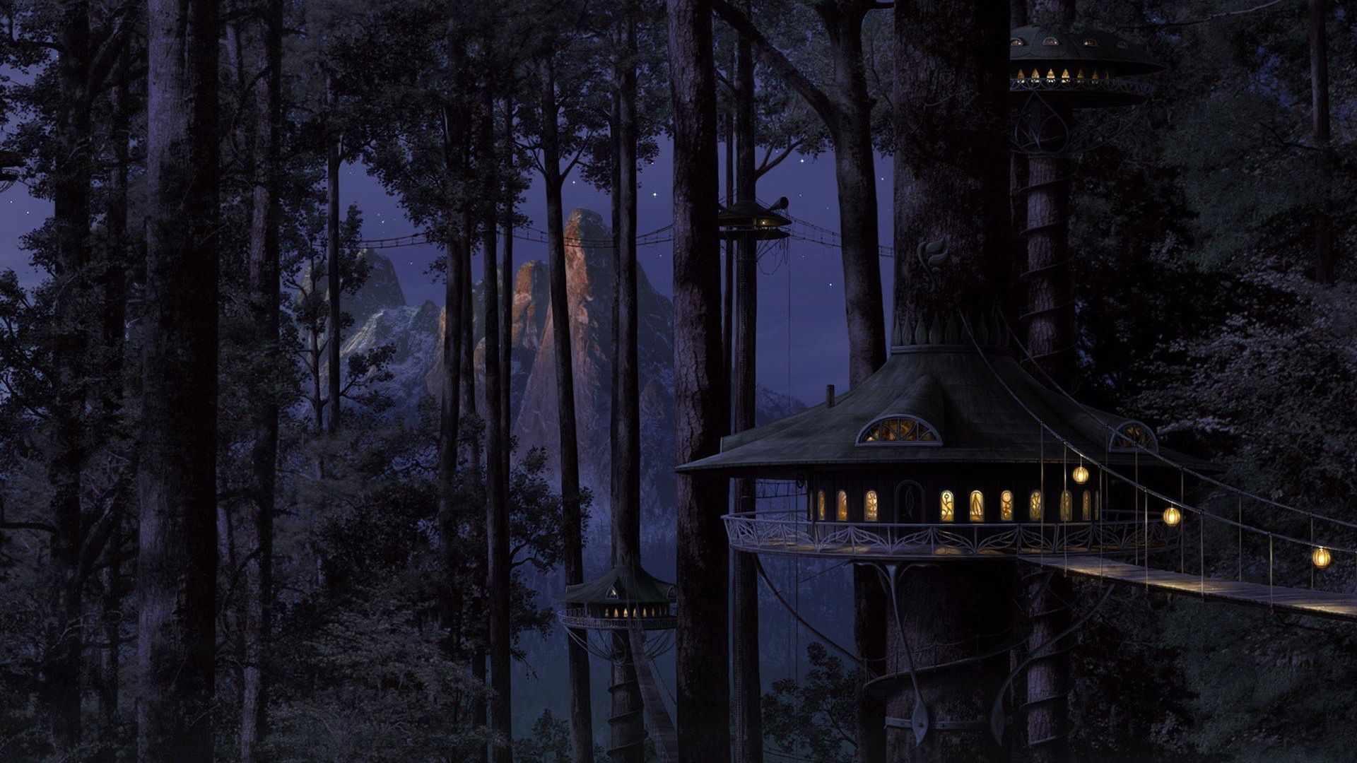forests, Artwork, Tree, House Wallpaper