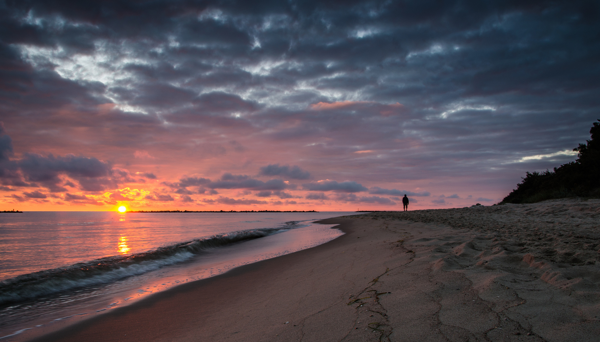 beach, Dawn, Walk, Morning, Sea, Mood Wallpaper