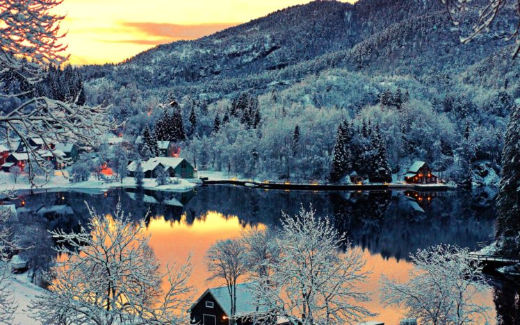 sunset, Finland, House, Lake, Landscape, Reflection, Forest HD Wallpaper Desktop Background