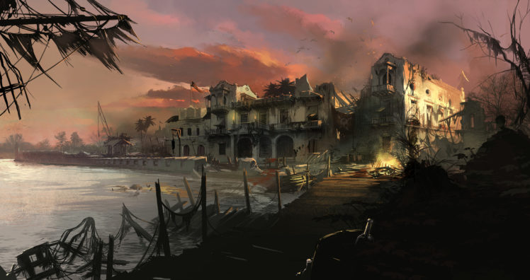 assassins, Creed, 4, Black, Flag, Ruins, Dark, Fantasy, Apocalyptic HD Wallpaper Desktop Background
