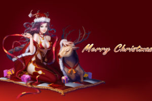 original, Holidays, Christmas,  , New, Year,  , Deer, Winter, Hat, Horns, Anime