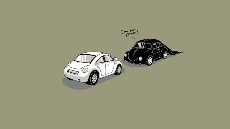 minimalistic, Cars, Darth, Vader, Funny, Artwork, Volkswagen, Beetle, I, Am, Your, Father HD Wallpaper Desktop Background