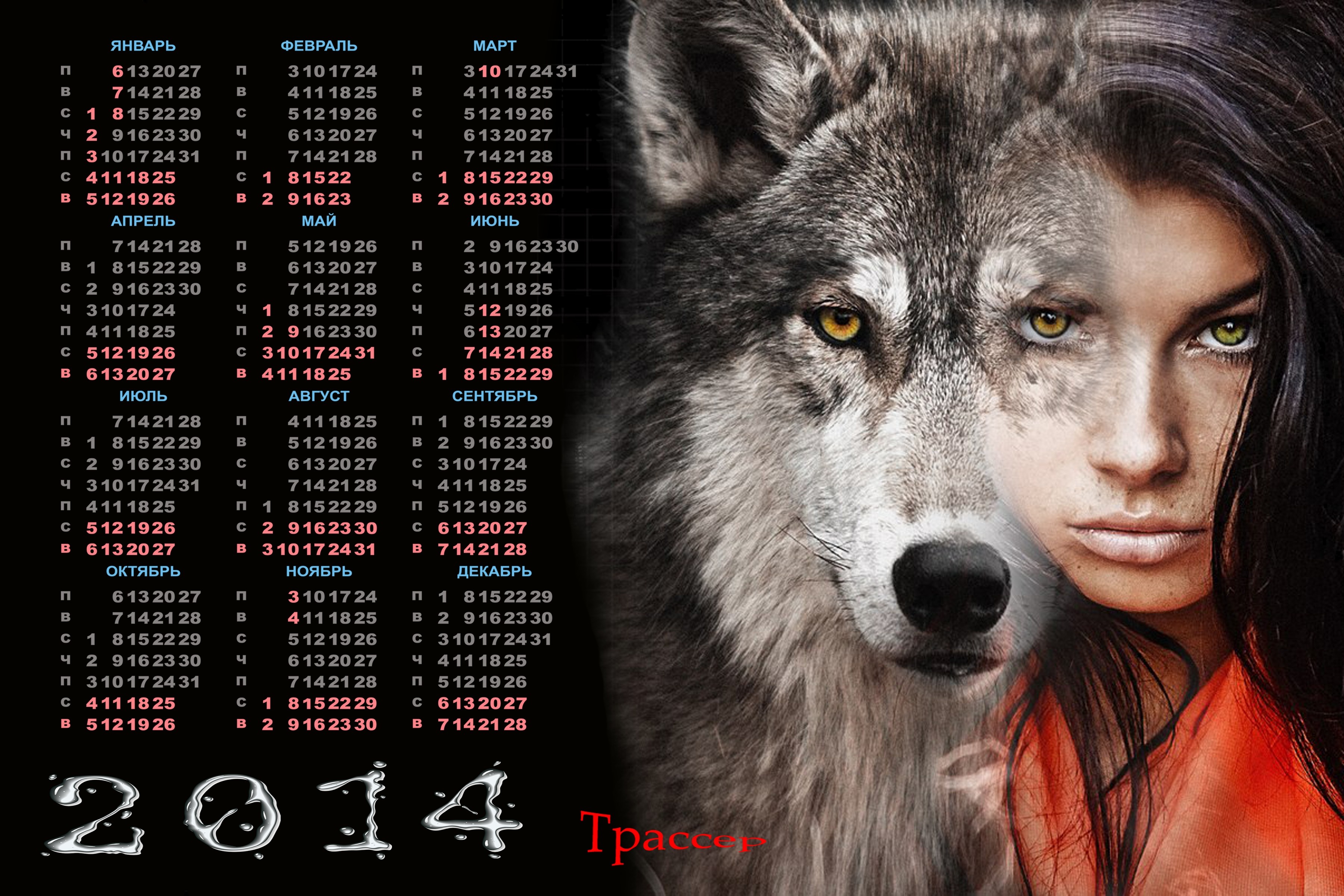 calendar, 2014, Lone, Wolf Wallpaper