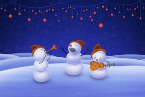 christmas, Snowman, Stars, Music