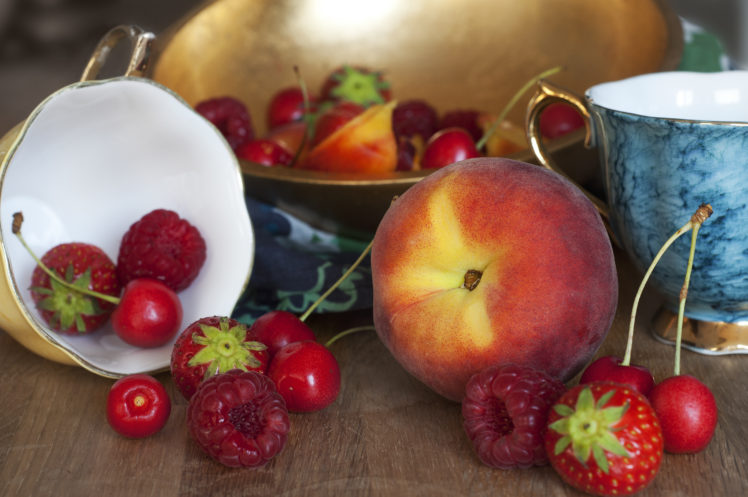 fruit, Peaches, Strawberry, Food HD Wallpaper Desktop Background