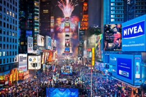 times, Square, New, York, Usa, City, Cities, Neon, Lights, Traffic, Crowd, People, New, Year, Fireworks