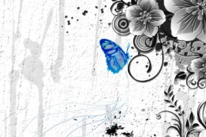 blue, Flowers, Selective, Coloring, Butterflies