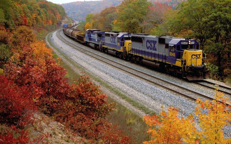 autumn,  season , Trains, Railroad, Tracks, Vehicles HD Wallpaper Desktop Background
