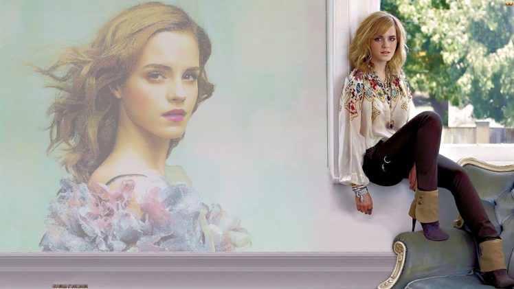 blondes, Women, Emma, Watson, Models, Window, Faces, Photo, Manipulation HD Wallpaper Desktop Background