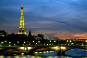 eiffel, Tower, Paris, Night, France, Rivers, Seine