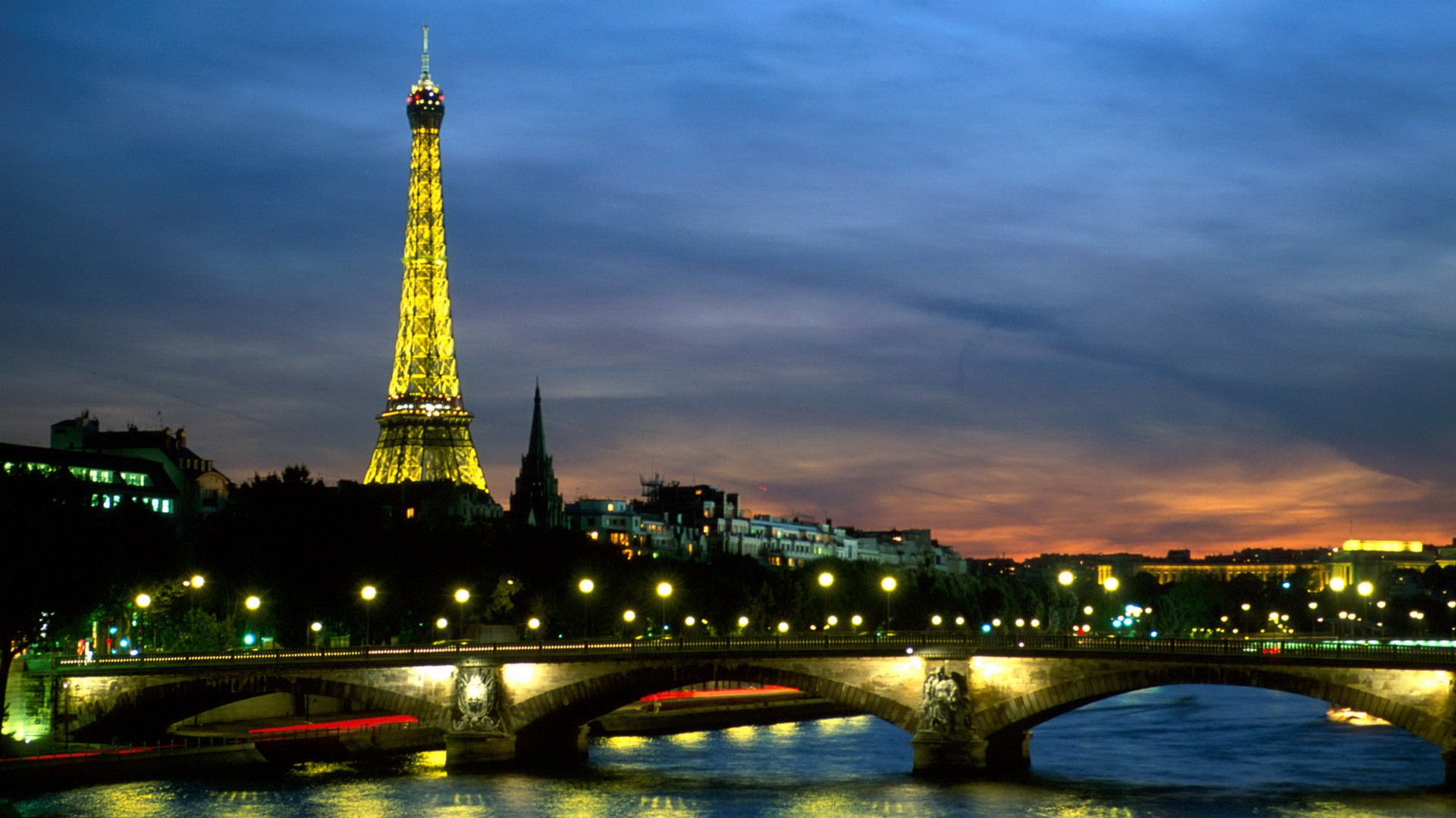 eiffel, Tower, Paris, Night, France, Rivers, Seine Wallpaper