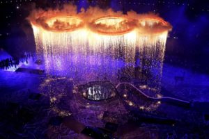 fire, Fireworks, London, Rings, Scene, Olympics, 2012