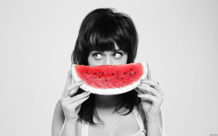 women, Katy, Perry, Fruits, Watermelons, Singers, Selective, Coloring HD Wallpaper Desktop Background