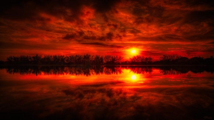 sunset, Landscapes, Nature, Reflections HD Wallpaper Desktop Background