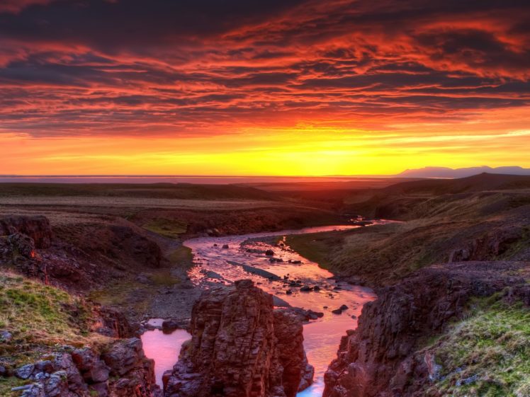 sunset, Landscapes, Nature, Beach, Rocks, Rivers, Skyscapes HD Wallpaper Desktop Background