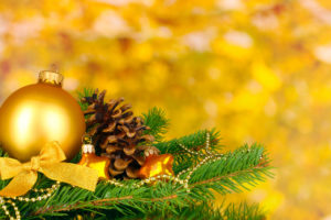 gold, Balls, Merry, Christmas, Ribbon, New, Year, Christmas, Decoration