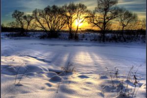 landscape, Nature, Winter, Sunset, Snow, Hdr