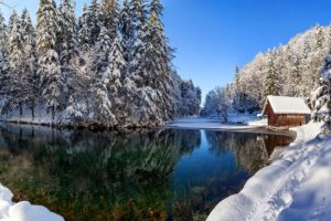 snow, Nature, Winter, House, Reflection