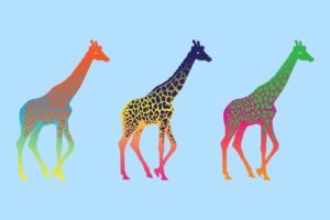 minimalistic, Multicolor, Pop, Art, Giraffes