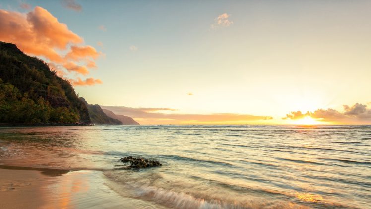 ocean, Landscapes, Nature, Hawaii, Kauai, Beaches HD Wallpaper Desktop Background