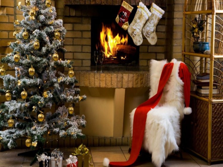 christmas, Fireplace, Fire, Holiday, Festive, Decorations HD Wallpaper Desktop Background