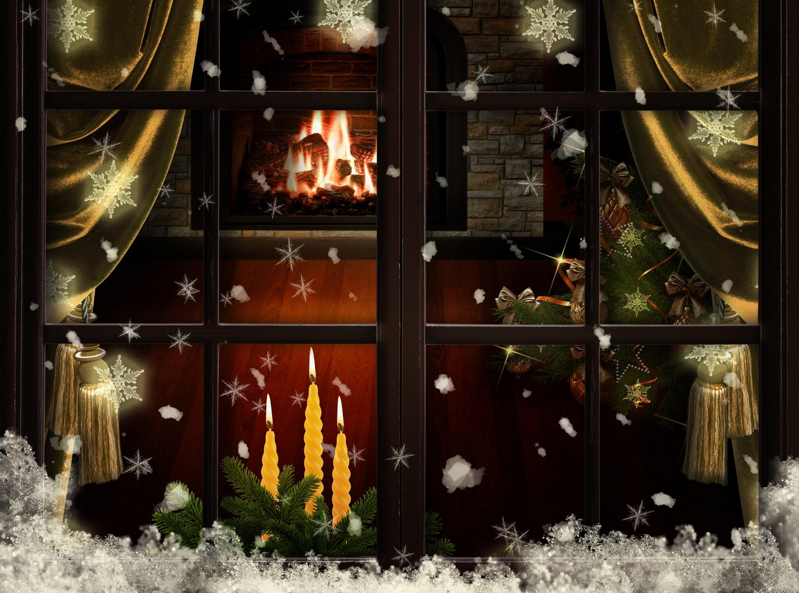 christmas, Fireplace, Fire, Holiday, Festive, Decorations Wallpaper