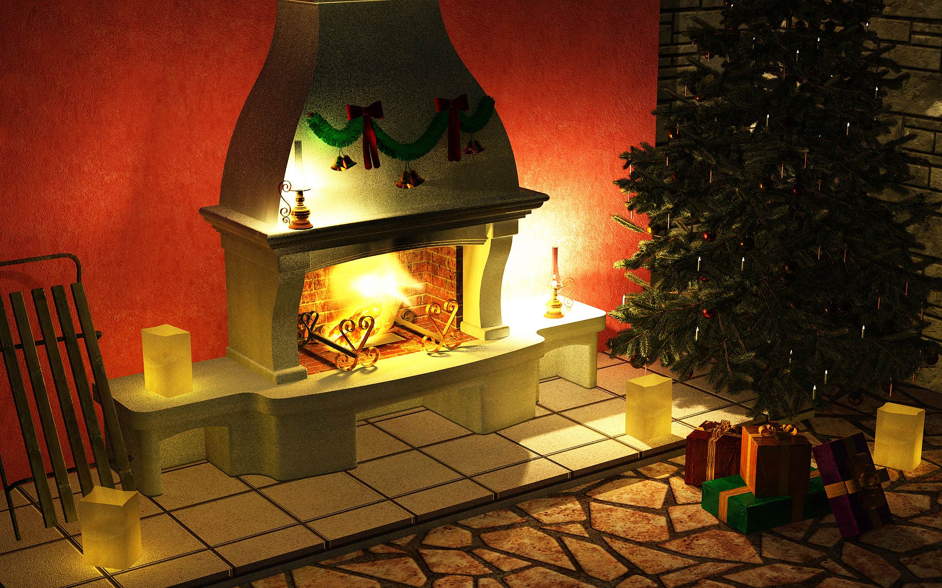christmas, Fireplace, Fire, Holiday, Festive, Decorations, Rw Wallpaper