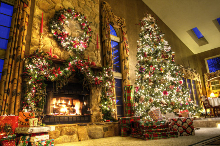 christmas, Fireplace, Fire, Holiday, Festive, Decorations, Eq HD Wallpaper Desktop Background