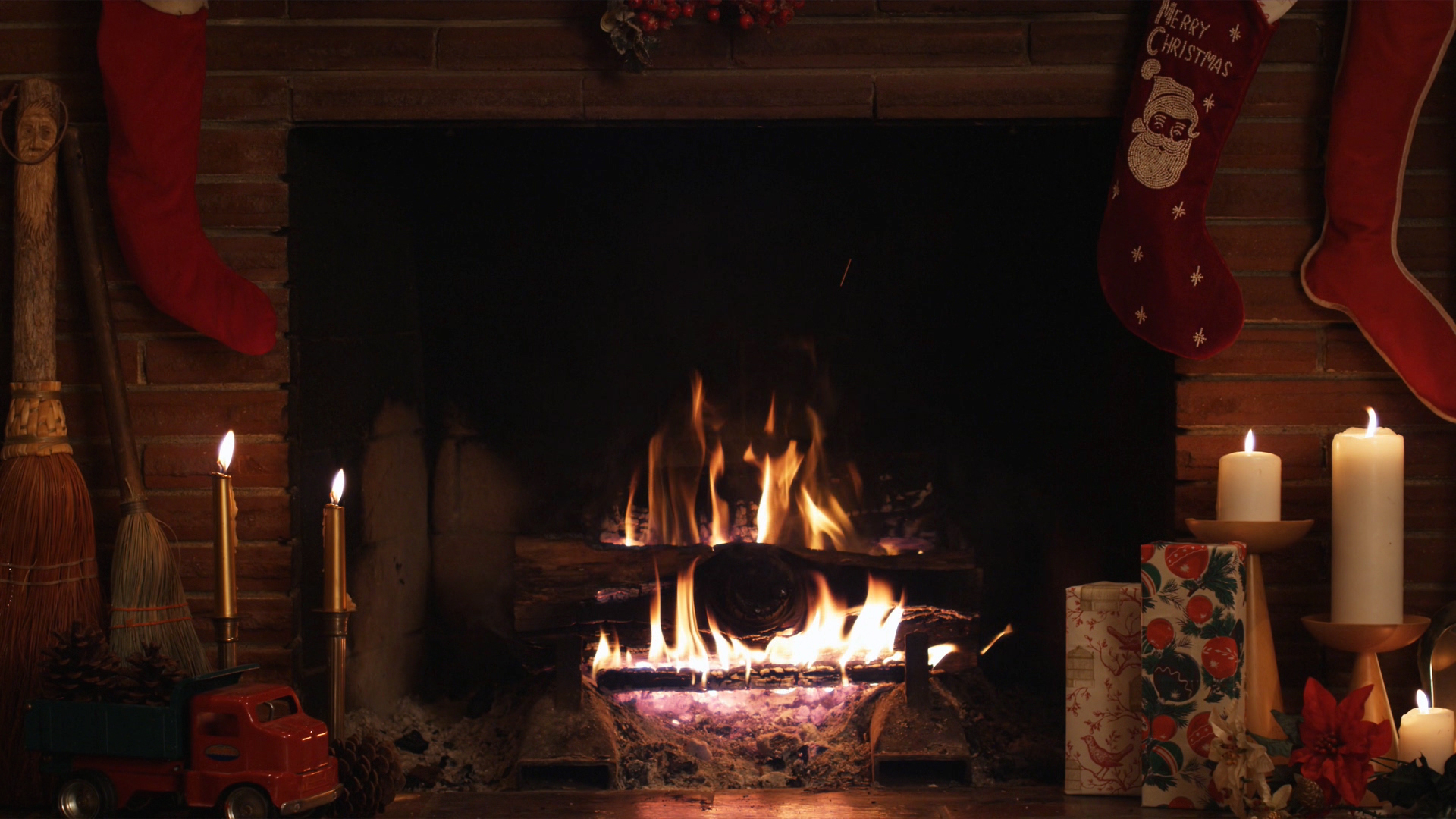 christmas, Fireplace, Fire, Holiday, Festive, Decorations, Candle Wallpaper