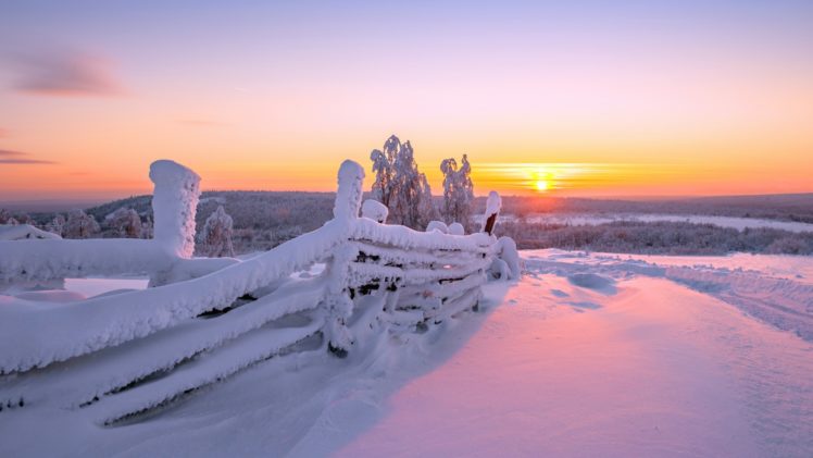 snow, Winter, Sunset HD Wallpaper Desktop Background