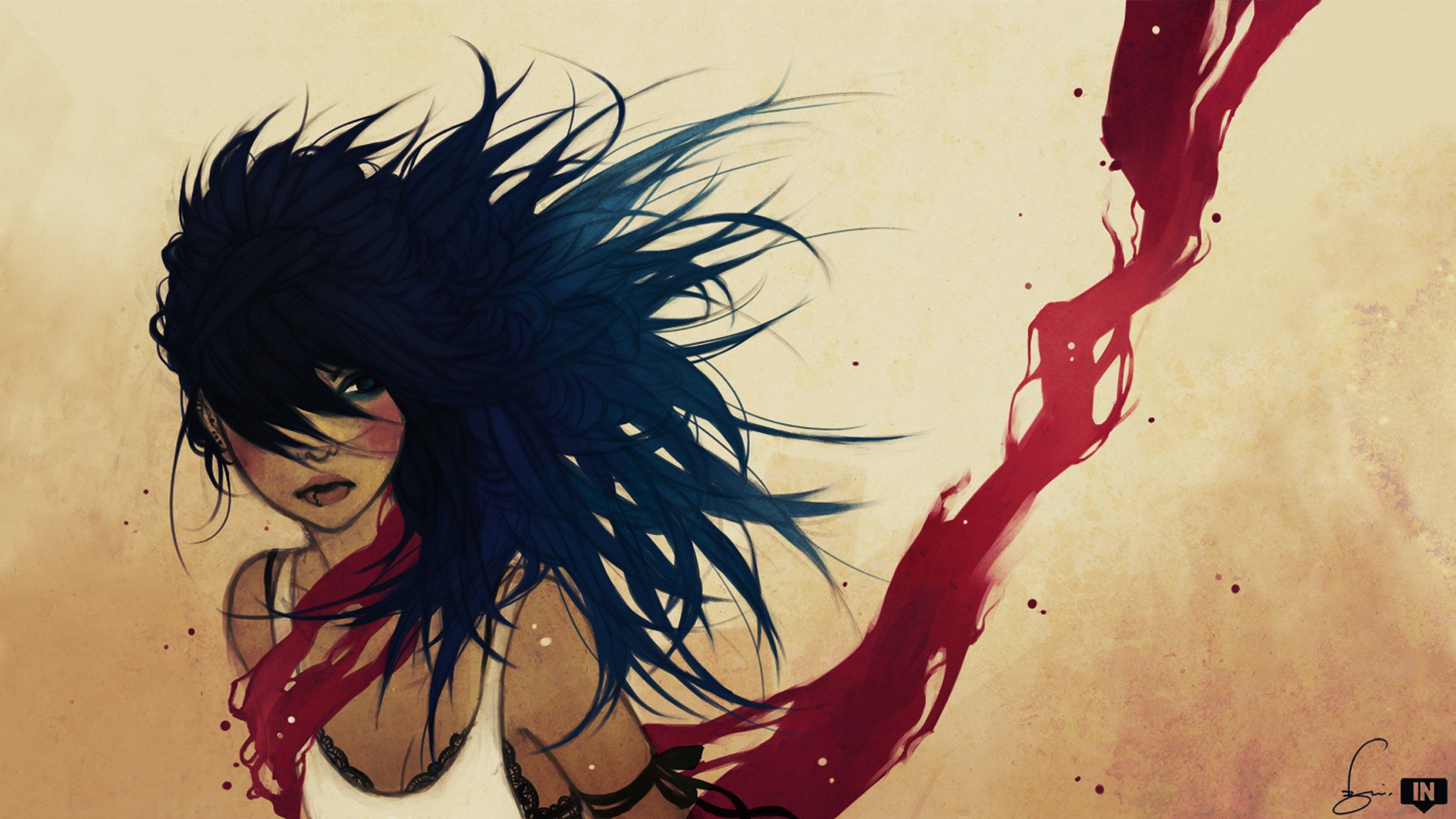 women, Blue, Hair, Artwork Wallpaper