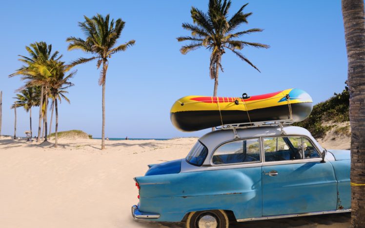 beach, Summer,  season , Hawaii, Tropical, Holidays, Palm, Trees, Classic, Cars HD Wallpaper Desktop Background