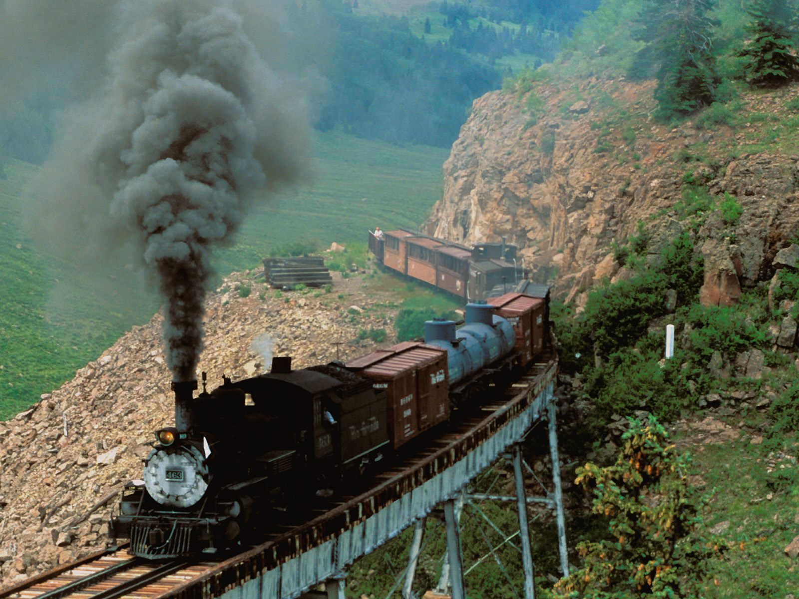 trains, Bridges, Railroad, Tracks, Steam, Engine, Vehicles, Countryside Wallpaper