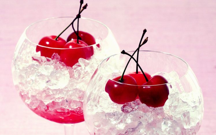 ice, Glass, Fruits, Cherries HD Wallpaper Desktop Background