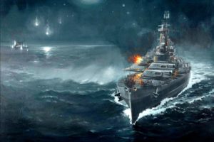 battleship, War, Battle, Ship, Boat, Military, Art, Painting