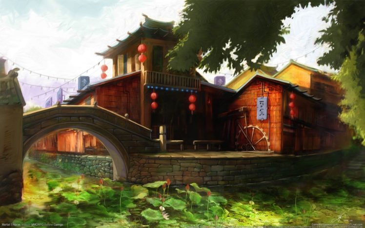 city, Culture, Bridge, Art, Pagoda, Matrial, Emires, River, Harmony, Asian, Painting HD Wallpaper Desktop Background