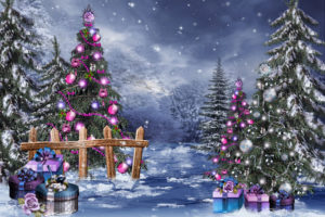 christmas, Magic, Tree, Winter, Snow, Gifts, Boxes, Beads, Balls, Toys