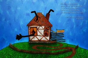 drawing, Hands, Fence, House, Wonderland, Alice, Poster