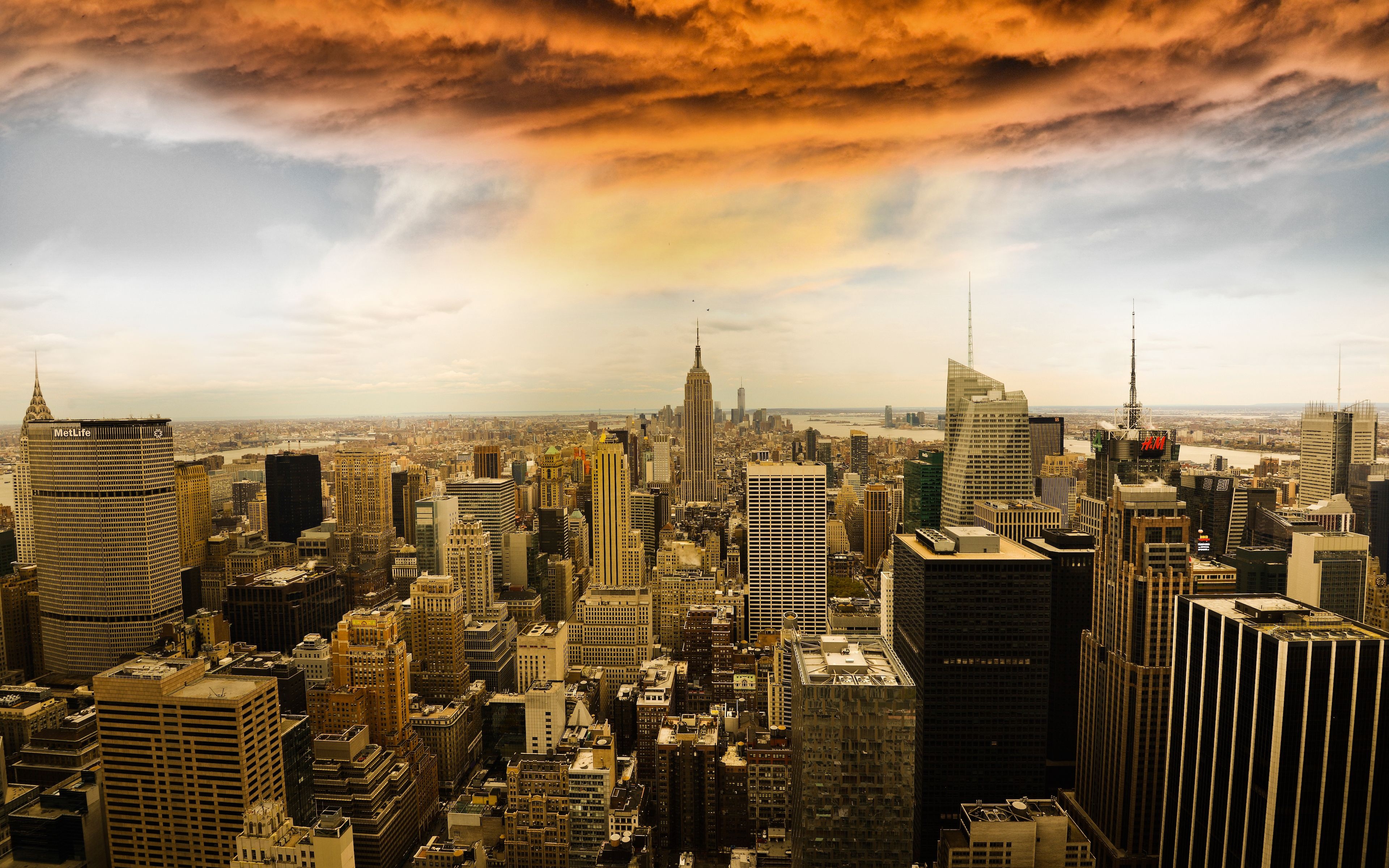 manhattan, New, York, Buildings, Skyscrapers, Panorama Wallpaper