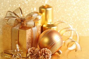 new, Year, Christmas, Gift, Box, Balloon, Candles, Cones, Stars, Ribbons
