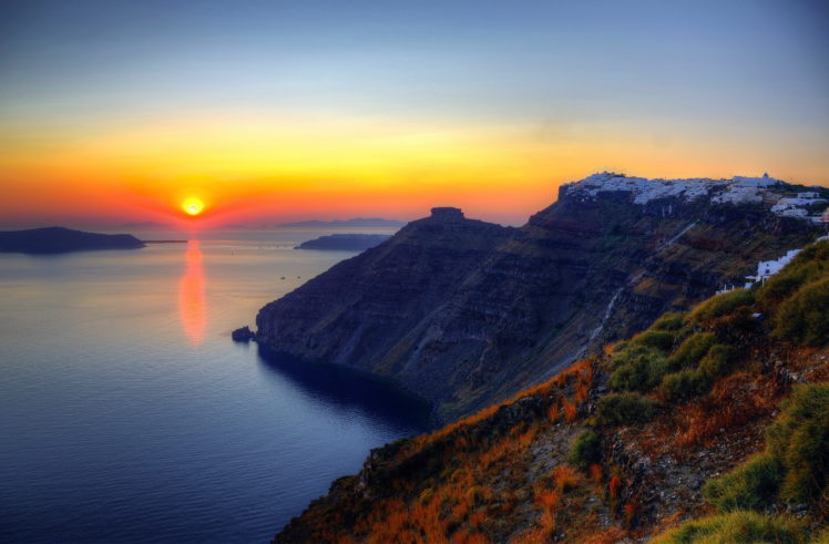 coast, Greece, Sea, Sunrises, And, Sunsets, Scenery, Nature HD Wallpaper Desktop Background