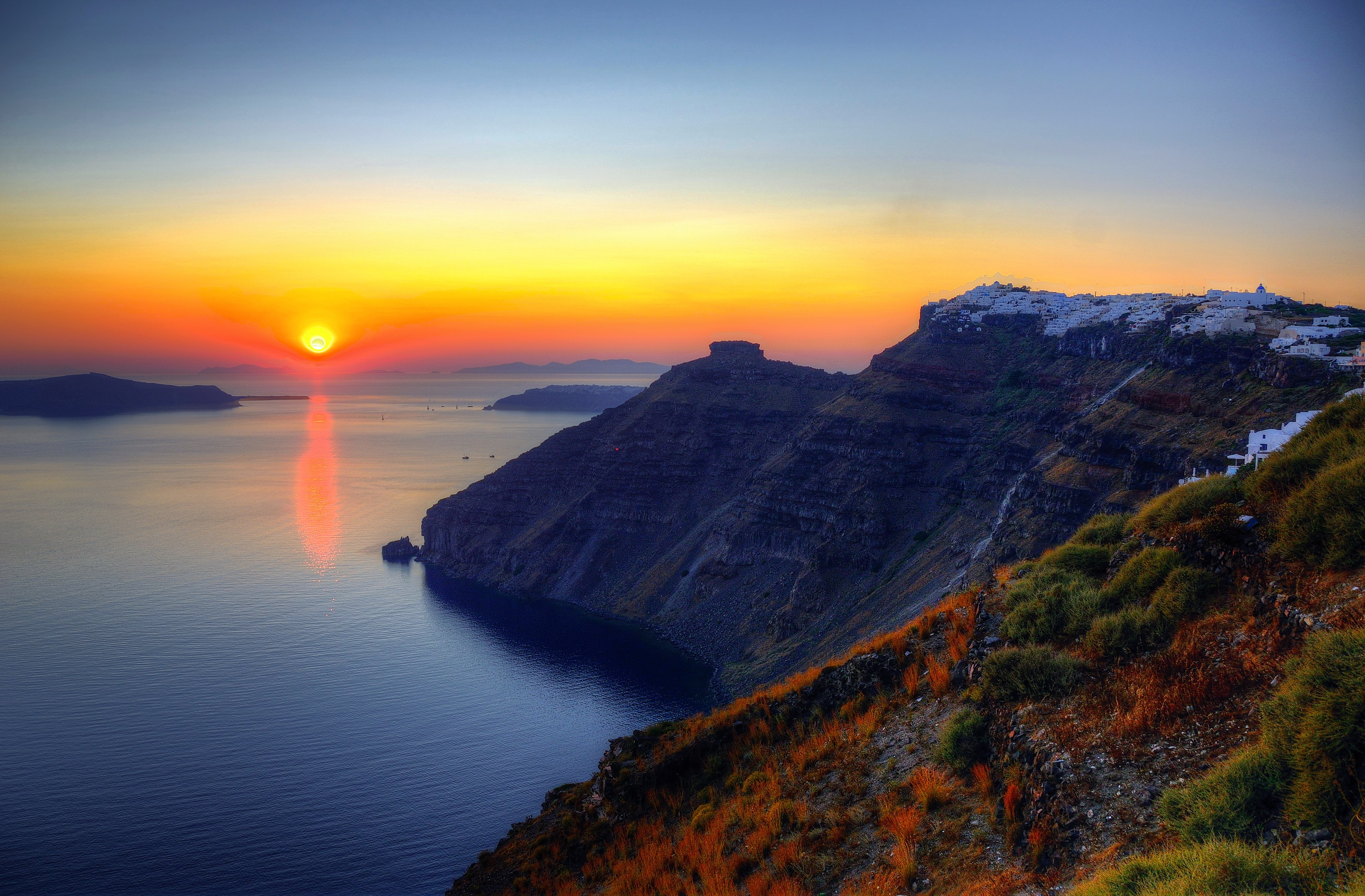 coast, Greece, Sea, Sunrises, And, Sunsets, Scenery, Nature Wallpaper