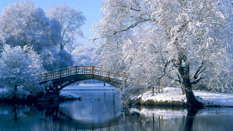 landscapes, Nature, Winter, Snow, Bridges HD Wallpaper Desktop Background
