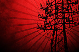 red, Silhouettes, Power, Lines, Electricity, Pole, Vector, Art