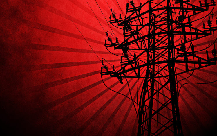 red, Silhouettes, Power, Lines, Electricity, Pole, Vector, Art HD Wallpaper Desktop Background