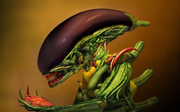 vegetables, Vegetable, Artwork, Alien, Aliens, Eggplants HD Wallpaper Desktop Background