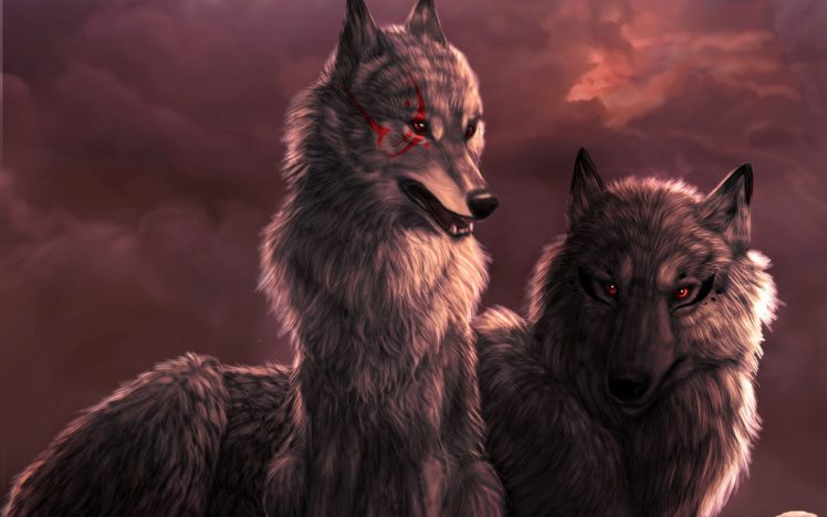 animals, Red, Eyes, Artwork, Wolves HD Wallpaper Desktop Background
