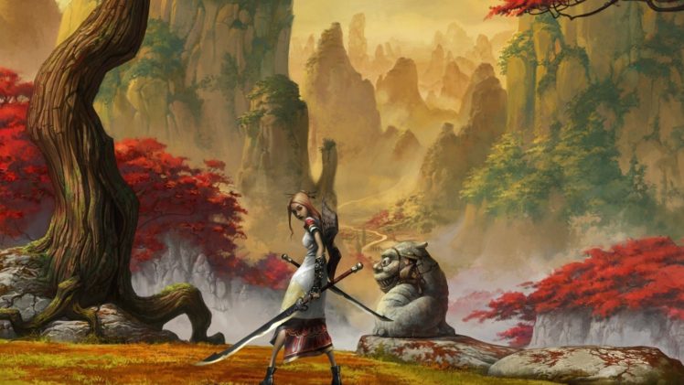 women, Fantasy, Video, Games, Samurai, Artwork, Swords HD Wallpaper Desktop Background