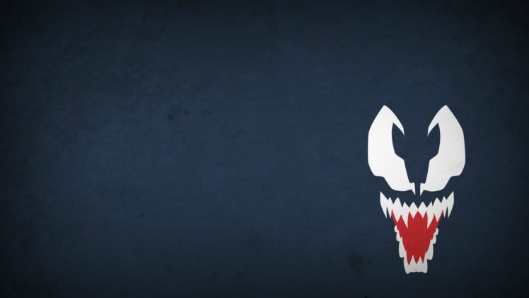 Minimalistic Venom Marvel Comics Blue Background Villians Blo0p Wallpapers Hd Desktop
