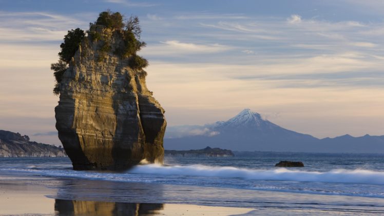 stone, Mountain, Beach, Bush, Sea HD Wallpaper Desktop Background